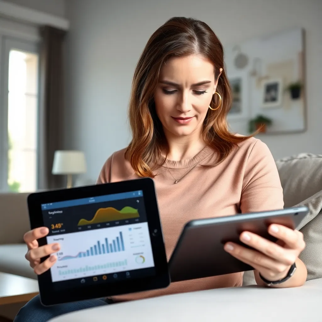 Persoon die budgetteringsapp gebruikt op smartphone