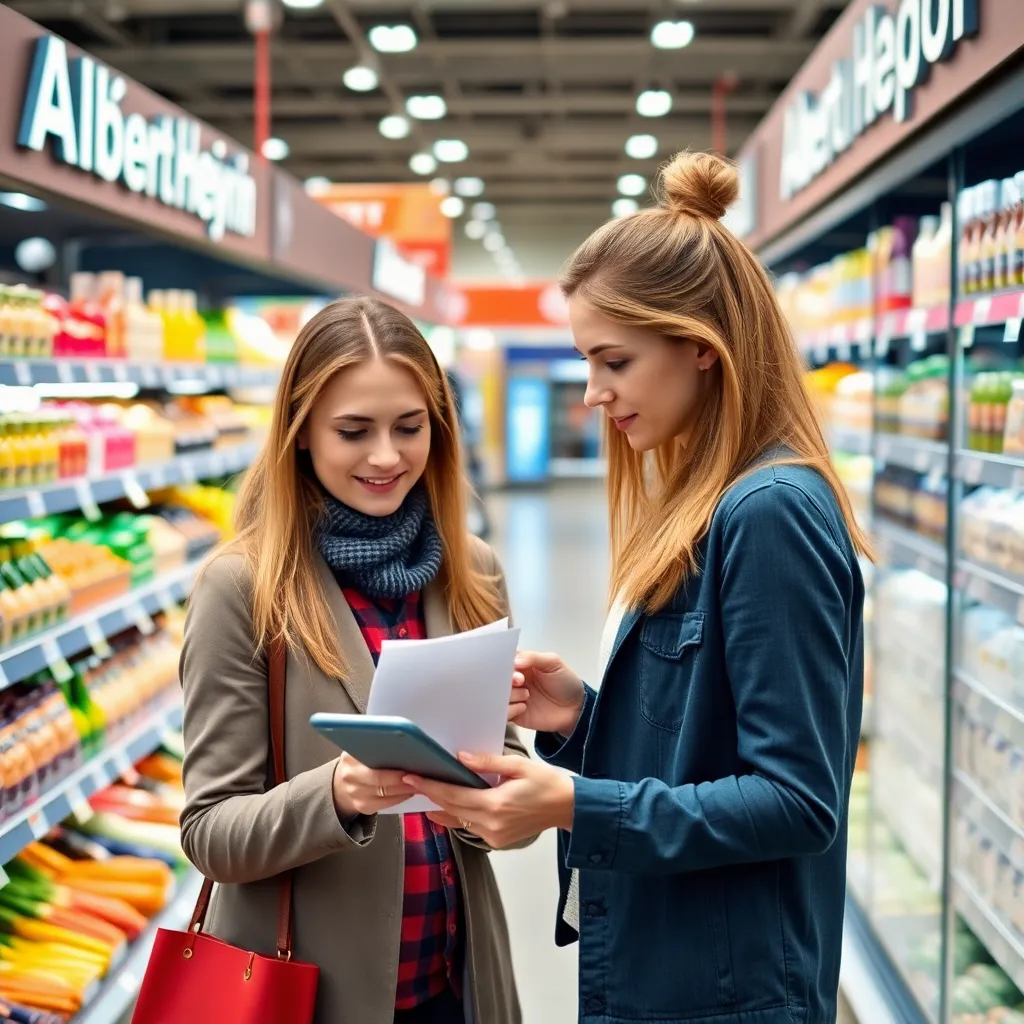 Nederlandse vrouw die boodschappen doet met boodschappenlijst