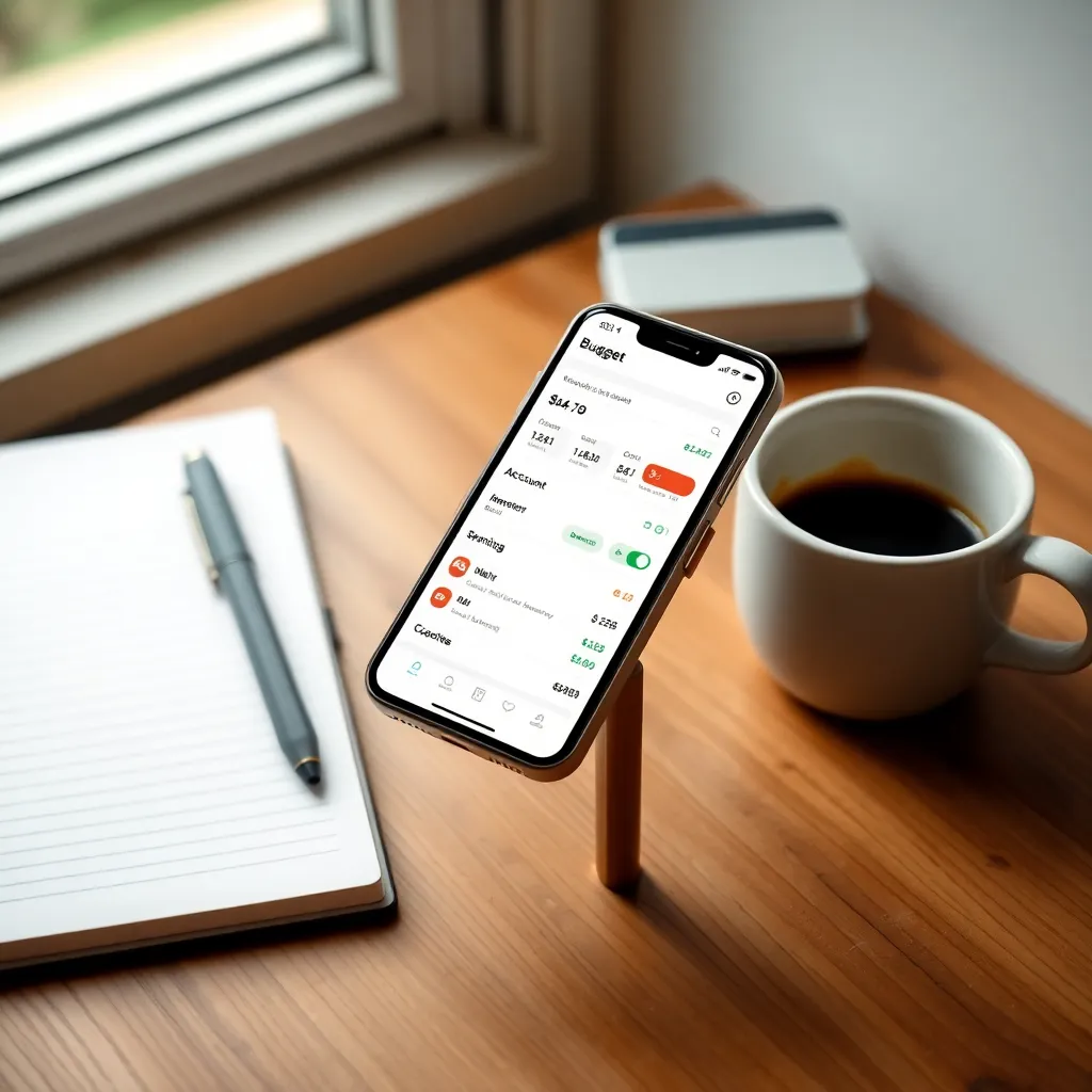 Nederlandse vrouw die haar financiën beheert op tablet met budgetteringsapp en financiële documenten